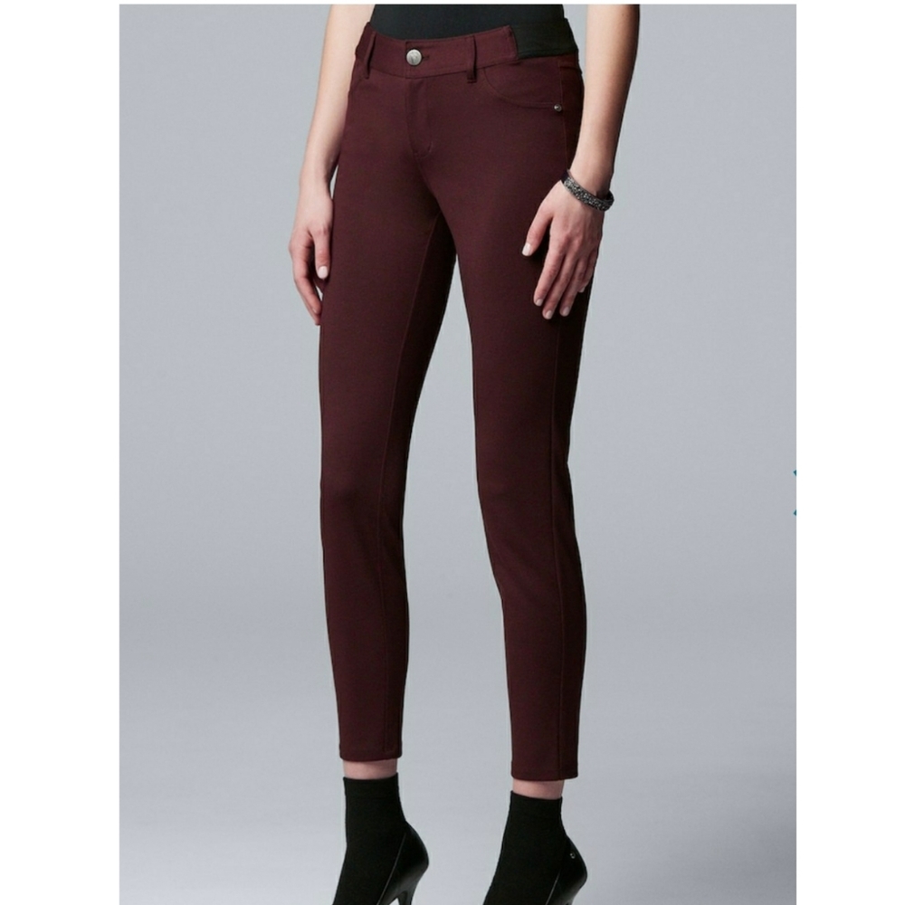 Simply Vera Wang Purple Ponte Ankle Skinny Pant - Picture 1 of 5